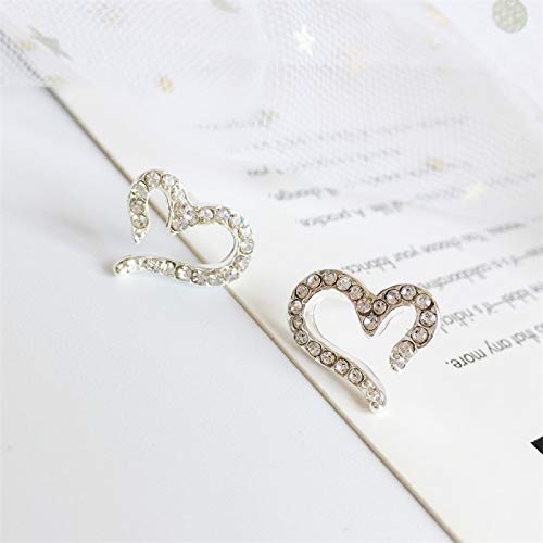 HAOHAOCHENG-WL Necesidades de la Familia Pendiente del Perno Euro Americano Amor del corazón azucarada Pendientes del Rhinestone originative Adornos oído de la Personalidad (Color : Silver0002)