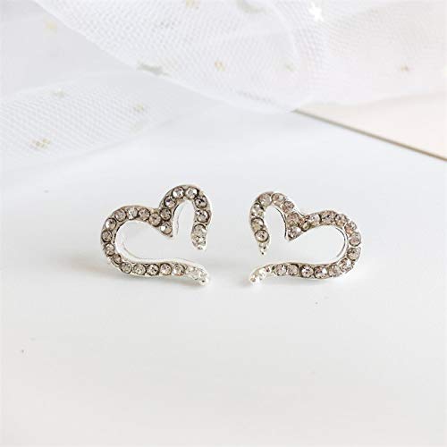 HAOHAOCHENG-WL Necesidades de la Familia Pendiente del Perno Euro Americano Amor del corazón azucarada Pendientes del Rhinestone originative Adornos oído de la Personalidad (Color : Silver0002)