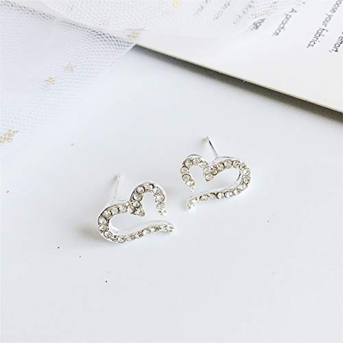 HAOHAOCHENG-WL Necesidades de la Familia Pendiente del Perno Euro Americano Amor del corazón azucarada Pendientes del Rhinestone originative Adornos oído de la Personalidad (Color : Silver0002)