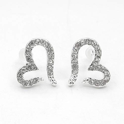 HAOHAOCHENG-WL Necesidades de la Familia Pendiente del Perno Euro Americano Amor del corazón azucarada Pendientes del Rhinestone originative Adornos oído de la Personalidad (Color : Silver0002)