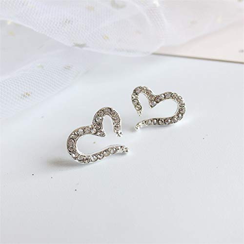 HAOHAOCHENG-WL Necesidades de la Familia Pendiente del Perno Euro Americano Amor del corazón azucarada Pendientes del Rhinestone originative Adornos oído de la Personalidad (Color : Silver0002)