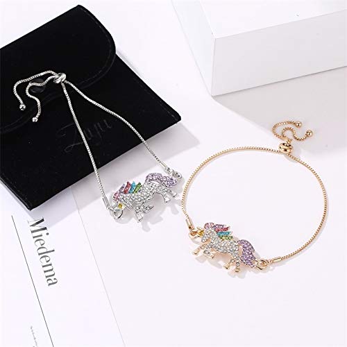 HAOHAOCHENG-WL Necesidades de la Familia Unicornio Diamante Pulsera no complicada Personalidad azucarada Pequeño Estudiante Pulsera de la Novia de Regalo Fresca (Color : Gold)