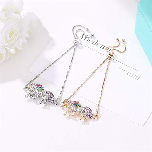 HAOHAOCHENG-WL Necesidades de la Familia Unicornio Diamante Pulsera no complicada Personalidad azucarada Pequeño Estudiante Pulsera de la Novia de Regalo Fresca (Color : Gold)