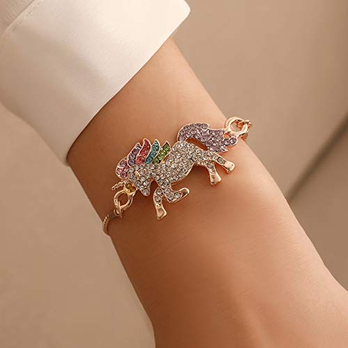 HAOHAOCHENG-WL Necesidades de la Familia Unicornio Diamante Pulsera no complicada Personalidad azucarada Pequeño Estudiante Pulsera de la Novia de Regalo Fresca (Color : Gold)