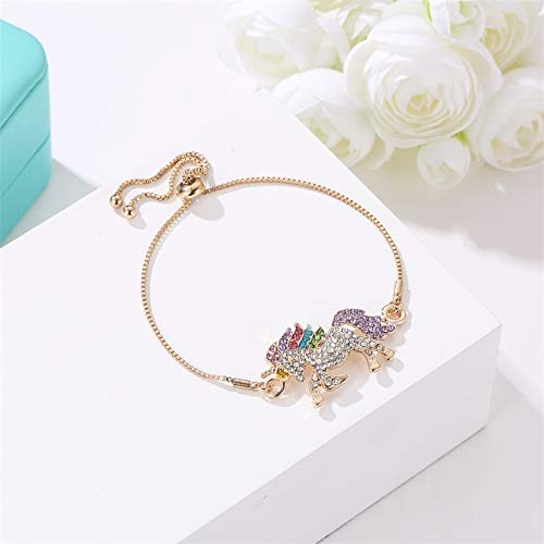 HAOHAOCHENG-WL Necesidades de la Familia Unicornio Diamante Pulsera no complicada Personalidad azucarada Pequeño Estudiante Pulsera de la Novia de Regalo Fresca (Color : Gold)