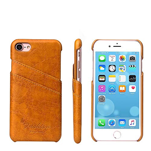 HAOHAOCHENG-WL Reemplazo Compatible con Ranuras para Tarjetas, Funda de Cuero Fierre Shann Retro Oil Wax Texture PU para iPhone 8 y 7 Accesorios (Color : Amarillo)