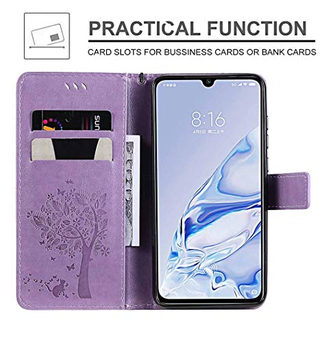 HAOYE Funda para LG K41S / LG K51S Billetera, Diseño de Patrón de Hojas en Relieve Bastante Retro Funda de Cuero, Ultrafino Estuche Protectora para LG K41S / LG K51S, Lavanda