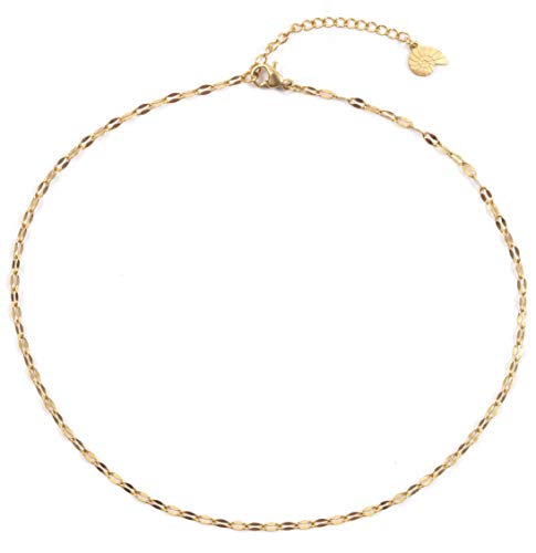 Happiness Boutique Damas Choker Delicado en Color Oro | Collar de Cadena Joyería de Acero Inoxidable