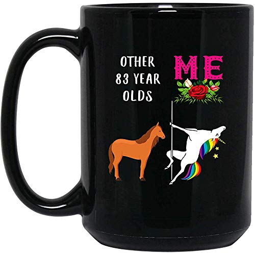 Happy 83th Birthday Mug Cumpliendo 83 años Regalo para mujeres Hombres nacidos en 1936 Taza de café Negro 11oz (Taza negra 11oz; Negro;)