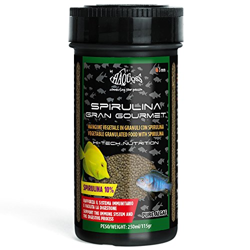 Haquoss Spirulina Gran Gourmet Comida en Copos para Peces Vegetariano, 250 ml/115 gr