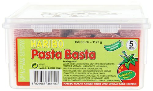 Haribo Pasta Basta Erdbeer Sour, Gominolas de Fruta, 150 Unidades, Tarro de 1125 g