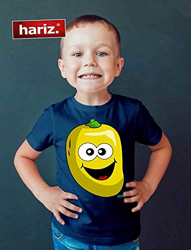 Hariz - Camiseta de manga corta para chico, diseño de frutas y verduras azul marino 24 meses