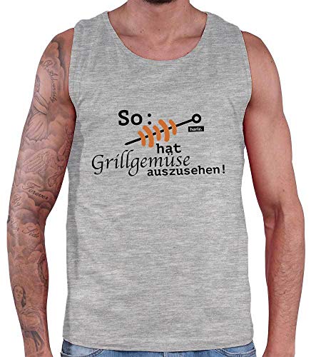 Hariz – Camiseta de tirantes para hombre, con texto en alemán "So Hat Grillgemüse auszusehen Grillgemüse Hombres Plus Geschenkkarte gris claro XXL