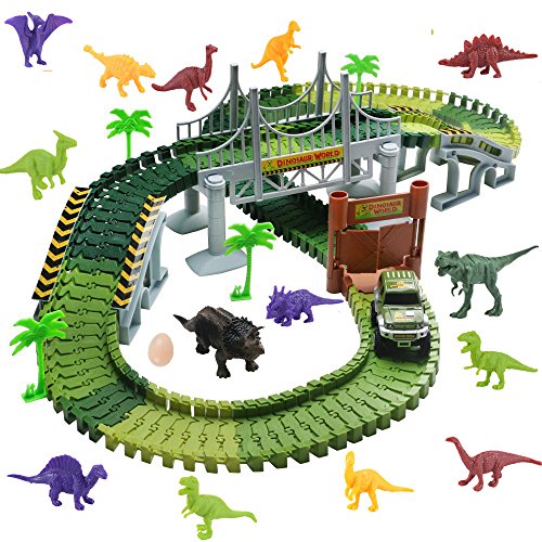 Harxin Circuito Coches Juguete Pista de Dinosaurio Coche Eléctrico DIY Conjunto de Juguete para Niños 3 4 5 6 Años (Pista de Coche)