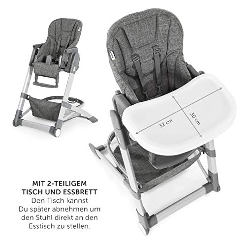 Hauck - Trona evolutiva Grow-Up - Trona bebe plegable con bandeja y ruedas - Trona reclinable con altura regulable -Tronas para bebes - Gris Jaspeado