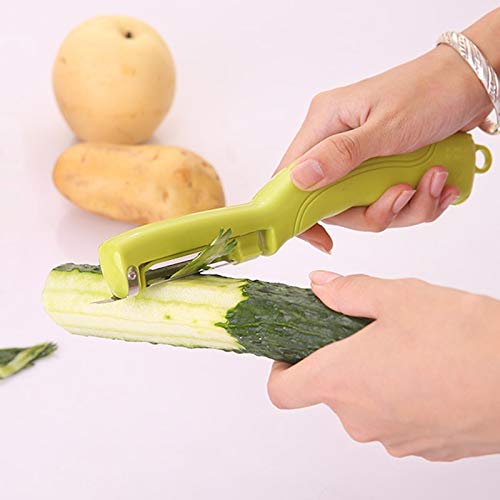 Hchao Tres peladores eléctricos de Mano con Horquillas de Acero Inoxidable para cavar Agujeros y Mangos ergonómicamente cómodos para Papas, Zanahorias, Frutas, Verde.