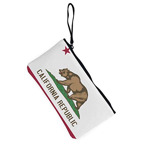 Hdadwy Bandera del Estado de California Monedero Monedero Monedero Bolsa de Dinero Bolsa de Cambio Llavero Bolsa de teléfono móvil con asa Lona Impresa Personalizada