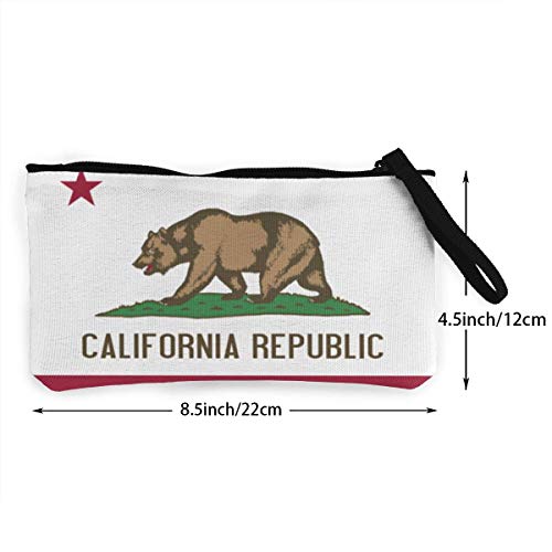 Hdadwy Bandera del Estado de California Monedero Monedero Monedero Bolsa de Dinero Bolsa de Cambio Llavero Bolsa de teléfono móvil con asa Lona Impresa Personalizada