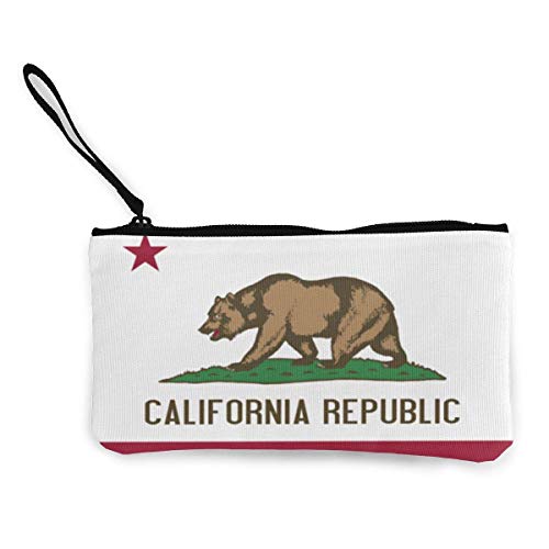 Hdadwy Bandera del Estado de California Monedero Monedero Monedero Bolsa de Dinero Bolsa de Cambio Llavero Bolsa de teléfono móvil con asa Lona Impresa Personalizada