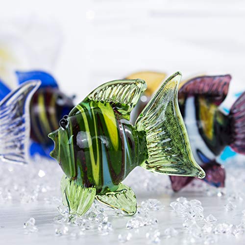 HDCRYSTALGIFTS - Juego de 6 adornos de cristal hechos a mano, vidrio, Peces tropicales