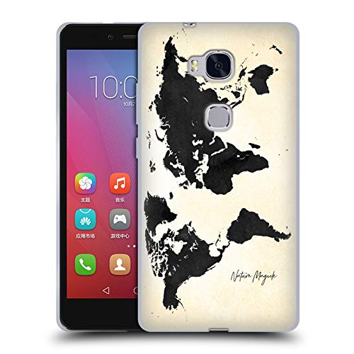 Head Case Designs Oficial Nature Magick Acuarela Negro y Crema Mapa Vintage del Mundo Carcasa de Gel de Silicona Compatible con Huawei Honor 5X / GR5