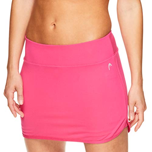 HEAD Falda de tenis atlética para mujer con bolsillo para pelota - Entrenamiento Golf ejercicio y running Skort - Rosa - X-Large