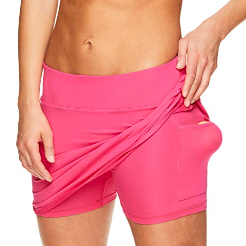 HEAD Falda de tenis atlética para mujer con bolsillo para pelota - Entrenamiento Golf ejercicio y running Skort - Rosa - X-Large