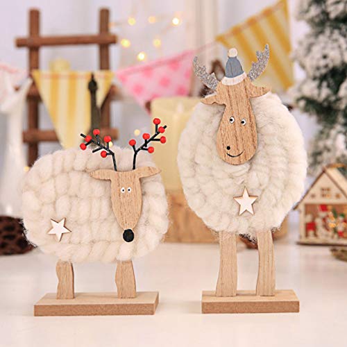 Healifty 2 piezas de madera de reno de Navidad decoración de fieltro de lana fina ciervo para decoración navideña, tela, Reno fino, Medium