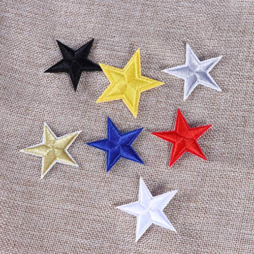 HEALLILY Parche bordado de bricolaje apliques de tela estrella pegatinas de planchado decorativas para accesorios de costura de tela 10 piezas (negro)