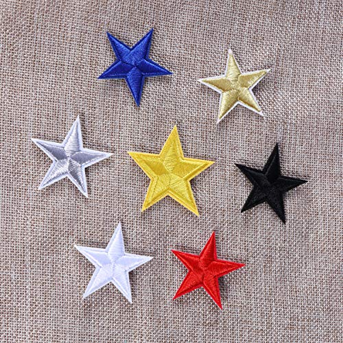 HEALLILY Parche bordado de bricolaje apliques de tela estrella pegatinas de planchado decorativas para accesorios de costura de tela 10 piezas (negro)