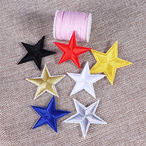 HEALLILY Parche bordado de bricolaje apliques de tela estrella pegatinas de planchado decorativas para accesorios de costura de tela 10 piezas (negro)