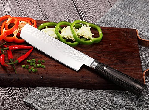hecef Cuchillo de Chef para Fruta y Verduras, 7 Pulgadas Cuchillo Nakiri