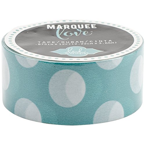 Heidi Swapp Marquee Tape Washi Cinta Adhesiva Lunares Azules, Papel de Arroz, Turquesa, 3x4x4 cm