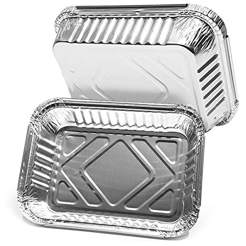 Heiqlay Bandeja Aluminio Desechable, Bandeja Desechable Barbacoa Recipiente Horno Aluminio Ideal para hornear, asar, asar, cocinar, almacenar alimentos y más (20 piezas, 21x14x4 cm)