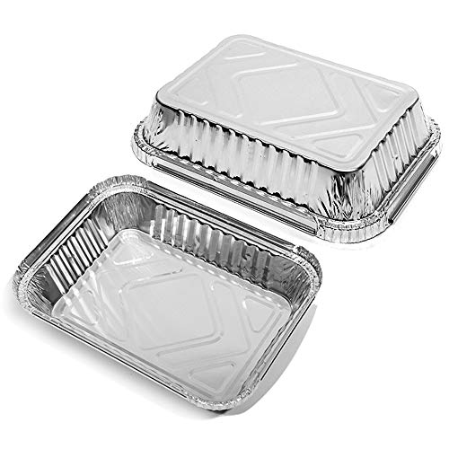 Heiqlay Bandeja Aluminio Desechable, Bandeja Desechable Barbacoa Recipiente Horno Aluminio Ideal para hornear, asar, asar, cocinar, almacenar alimentos y más (20 piezas, 21x14x4 cm)