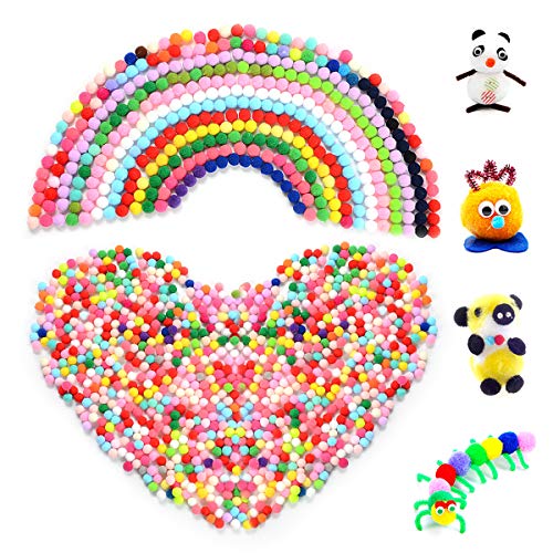 HellDoler Pompones,1000pcs 15mm Crafts Pom Poms Pompones de Cifefrentes Colores para Manualidades y Decoraciones Artesanales