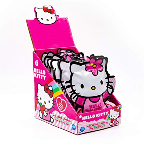 Hello Kitty Mini Sobre Sorpresa con pegatinas, bolígrafo, libreta y marcapáginas en expositor de 18 unidades