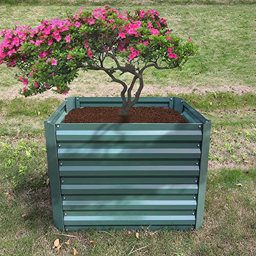 Hengmei - Jardinera de acero galvanizado, rectangular, para balcón y jardín, color verde