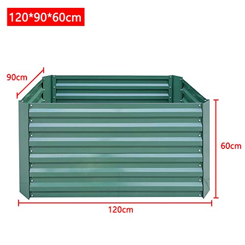 Hengmei - Jardinera de acero galvanizado, rectangular, para balcón y jardín, color verde