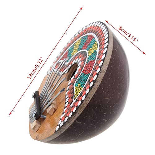 HENGTONGTONGXUN 7 dedo pulgar clave Kalimba Piano de bolsillo sintonizable cáscara de coco pintado teclado Marimba instrumento musical de madera Fácil de usar