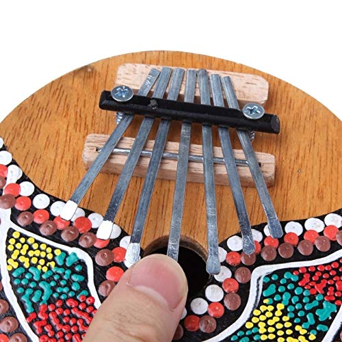 HENGTONGTONGXUN 7 dedo pulgar clave Kalimba Piano de bolsillo sintonizable cáscara de coco pintado teclado Marimba instrumento musical de madera Fácil de usar