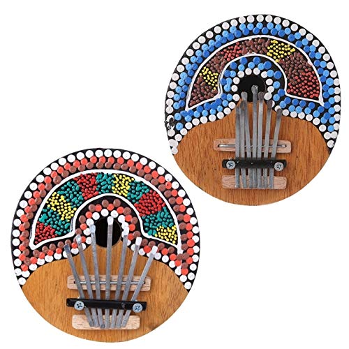 HENGTONGTONGXUN 7 dedo pulgar clave Kalimba Piano de bolsillo sintonizable cáscara de coco pintado teclado Marimba instrumento musical de madera Fácil de usar