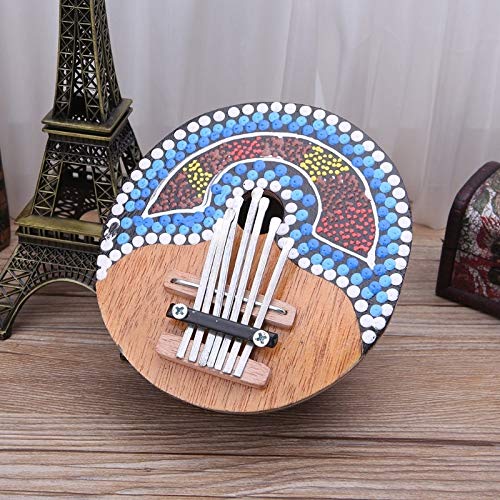 HENGTONGTONGXUN 7 dedo pulgar clave Kalimba Piano de bolsillo sintonizable cáscara de coco pintado teclado Marimba instrumento musical de madera Fácil de usar