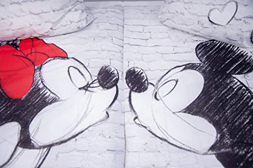 Herding Mickey & Minnie Partnerpack Juego de Cama, algodón, weiß, 135 x 200 cm, 2 Unidades