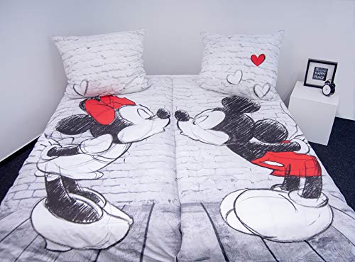 Herding Mickey & Minnie Partnerpack Juego de Cama, algodón, weiß, 135 x 200 cm, 2 Unidades