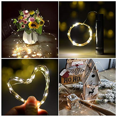 Herefun Cadena Led Luces para Botellas de Vino, 8 x 20 LEDs Guirnaldas Luminosas 2M Lámparas de Botellas Blanco Cálido, Tira de luz Tapa de Botella para Decoraciones de DIY Festivales Luces