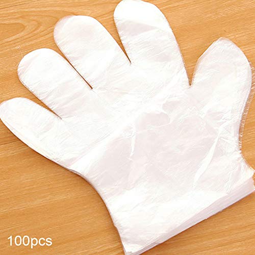 Herewegoo - Guantes Desechables de plástico Transparente para Restaurante, Servicio doméstico, Catering, Suministros de higiene, 100pcs