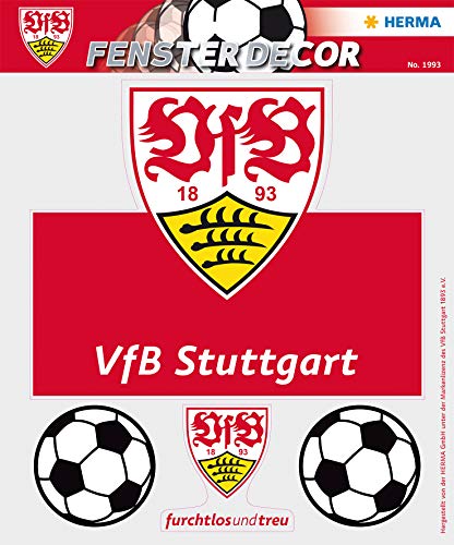 HERMA 1993 etiqueta ventana imágenes sin pegamento, Fútbol Bundesliga Escudo del VfB Stuttgart, diseño Pecho Anillo visible de interior y exterior