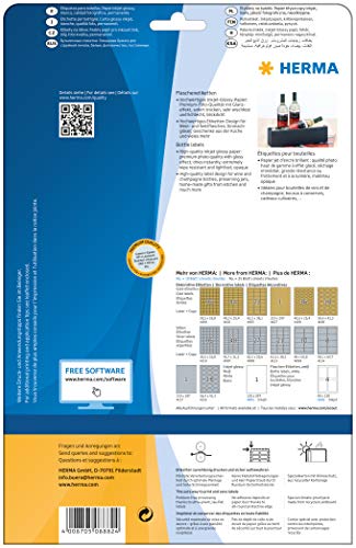 Herma 8882 - Paquete de 40 etiquetas adhesivas rectangulares (90 x 120 mm, especiales para botellas), color blanco brillante