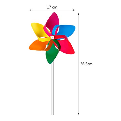 Hestya Molinillos de Arco Iris de Plástico, Molinillo de Fiesta Juego de Molinillos de Viento de Césped de DIY para Adolescentes Juguete Adornos de Jardín Fiesta Césped (36 Piezas, Multicolor B)